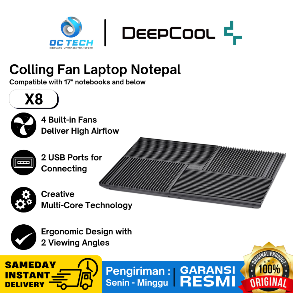 Jual DEEPCOOL MULTI CORE X8 NOTEBOOK COOLER 4X SUPER FANS up to 17