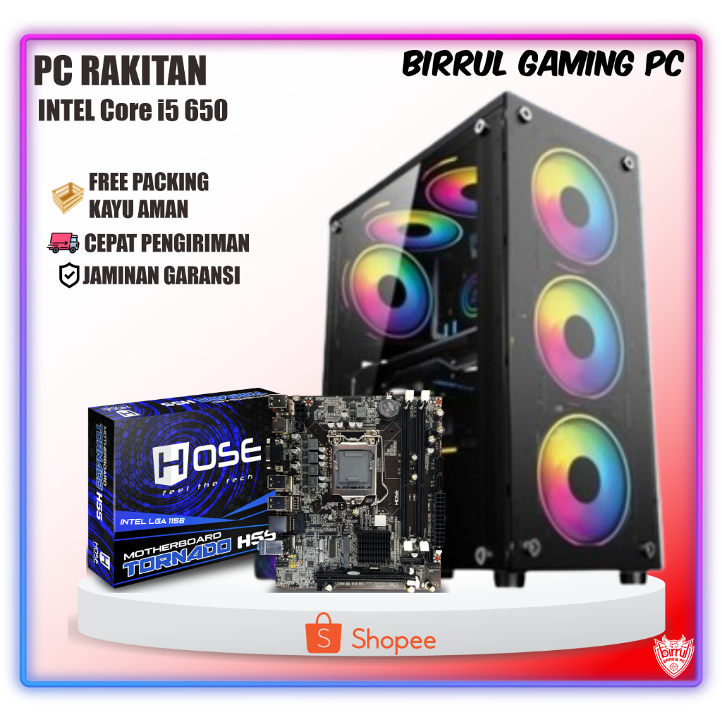 Jual PC RAKITAN I5 650 I 8GB I 500GB I 120GB I RX 550 4GB I LED 19