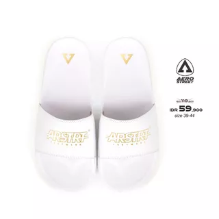 Aerostreet 39-44 Electra Putih Putih - Sandal Sendal Selop Slip On Casual Pria Wanita Aero Street 22ABA0