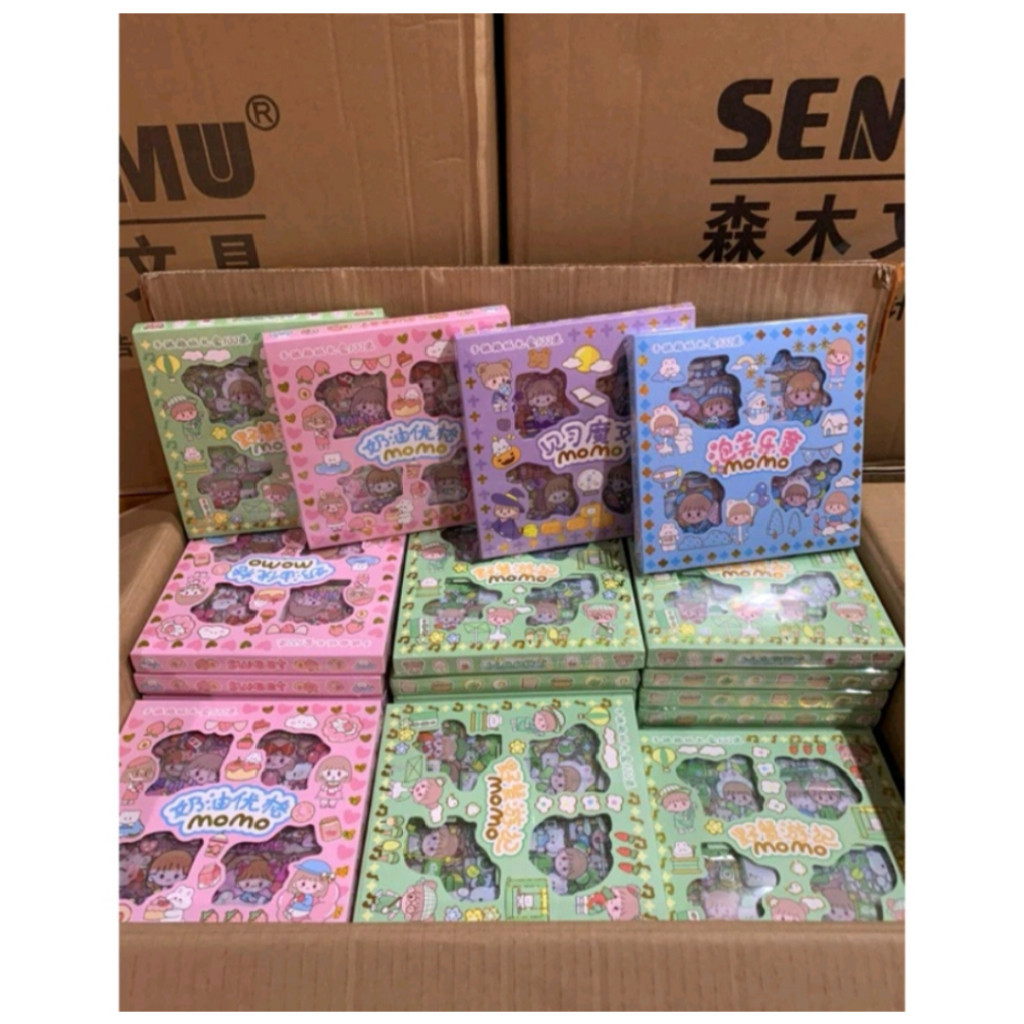 Jual Sticker Momo Kartun aesthetic Waterproof 1 Box Isi 100Pcs ...