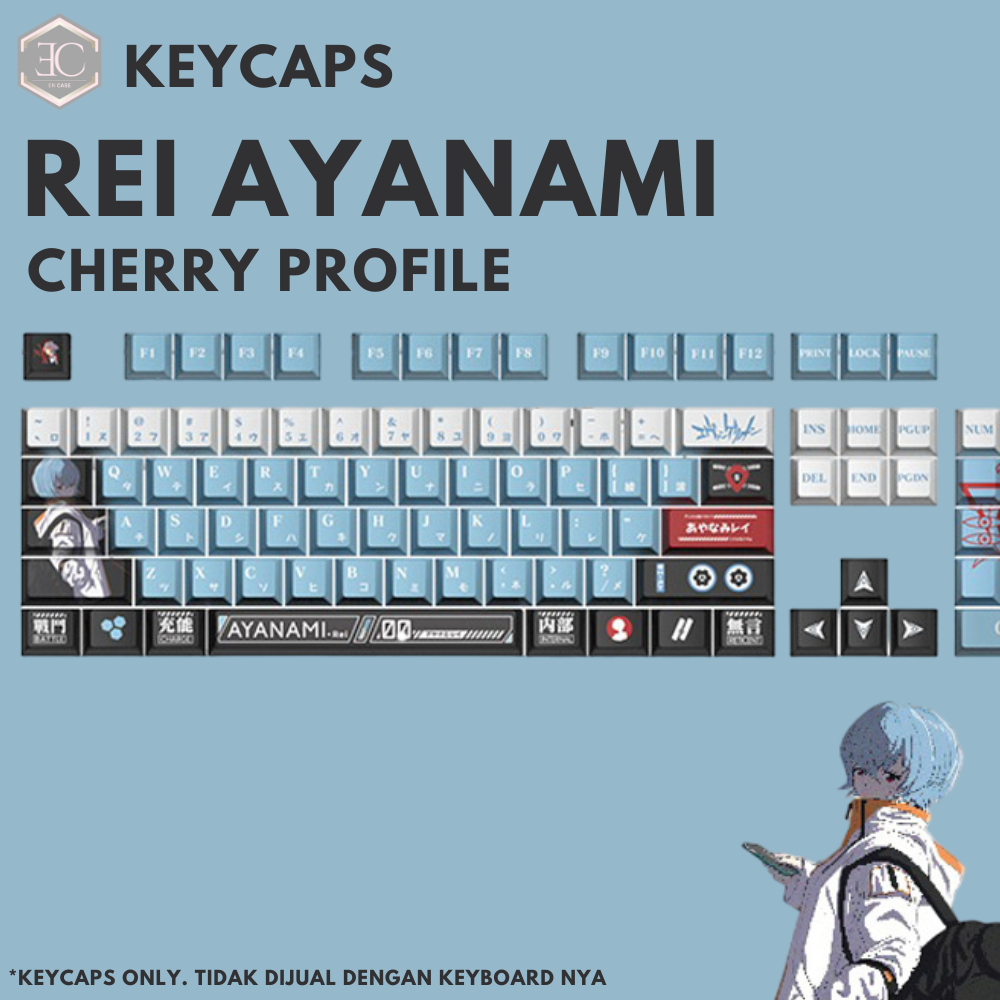 Jual Keycaps Keycap Keypad PBT Cherry Rei Ayanami Evangelion Anime ...