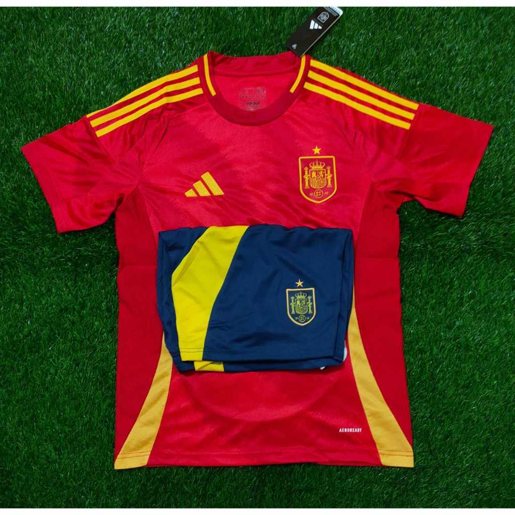 Jual FULLSET BAJU + CELANA JERSEY SPANYOL HOME NEW EURO 2024 IMPORT