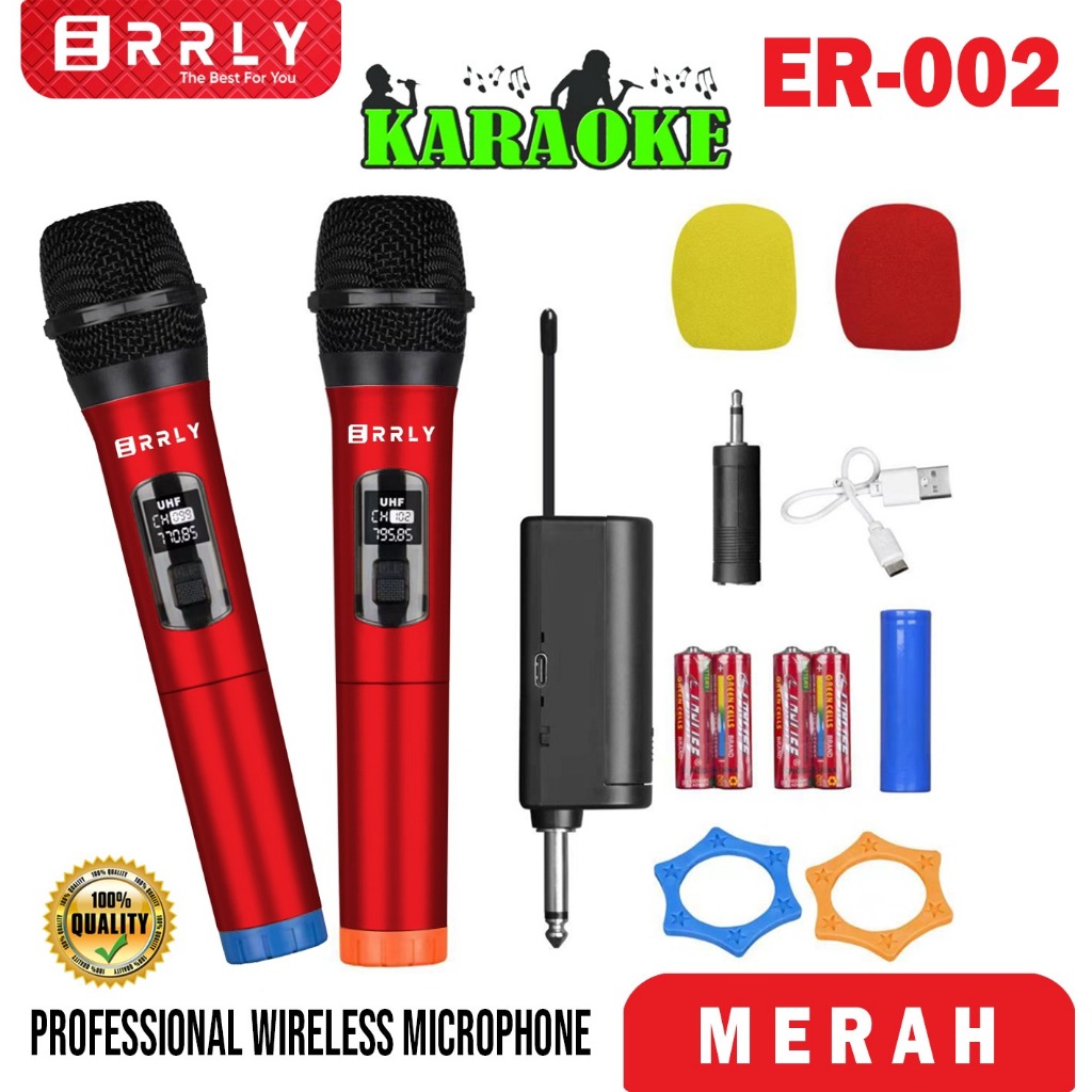 Jual Mic Microphone Karaoke Profesional Wireless Mic Double Free