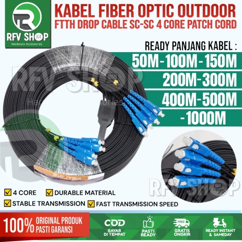 Jual KABEL FIBER OPTIC FO 4 CORE PRECON FTTH SC-SC OUTDOOR 500 METER ...