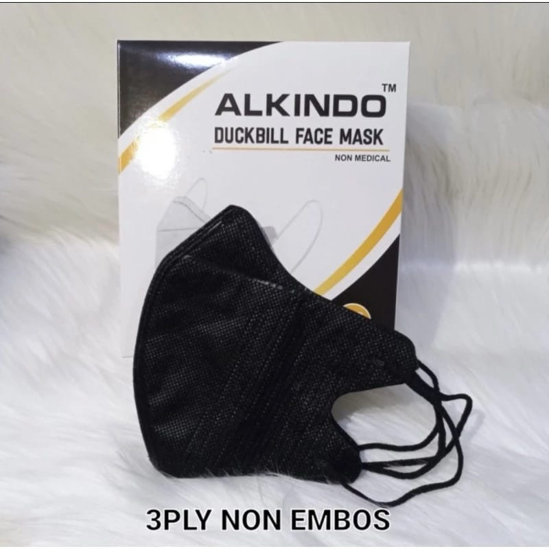 Jual MASKER DUCKBILL GARIS ALKINDO 3PLY ISI 50PCS PUTIH HITAM FACEMASK ...