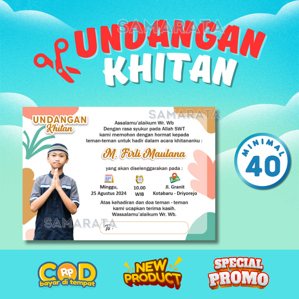 Jual Undangan Khitan Anak Undangan Sunatan Anak Foto Custom | Shopee ...