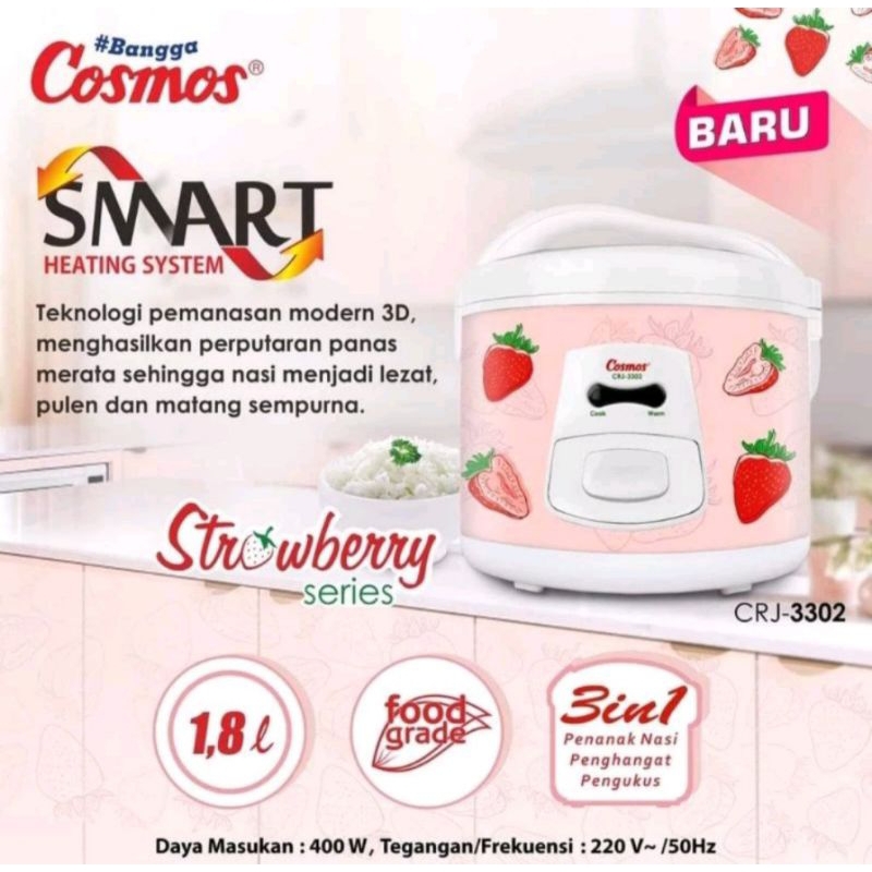 Jual Rice Cooker Magic Com Cosmos CRJ-3302 Ukuran Kapasitas 1,8 Liter ...