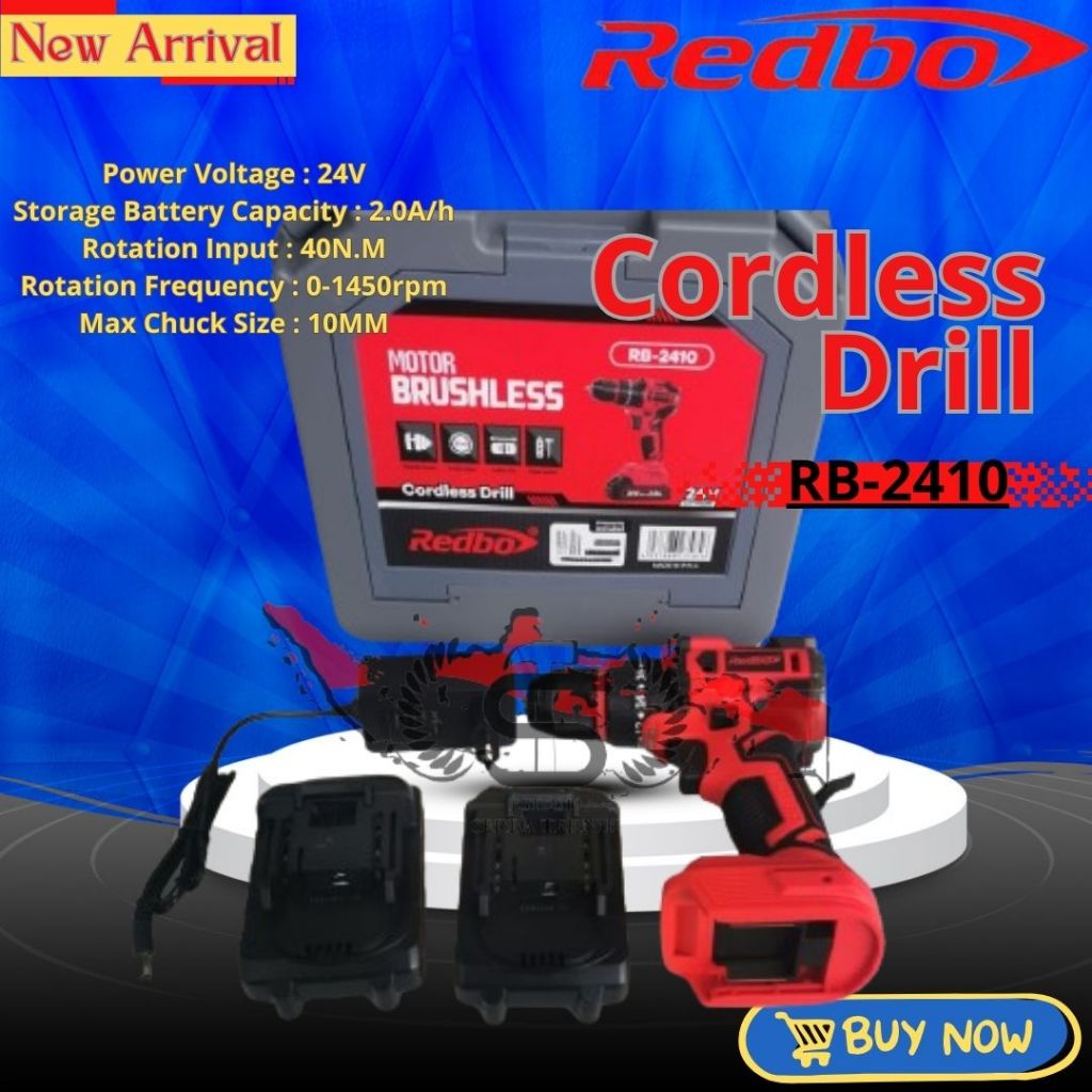 Jual Redbo Brushless Impact Drill / Mesin Bor Obeng 2 Baterai 16V RB ...