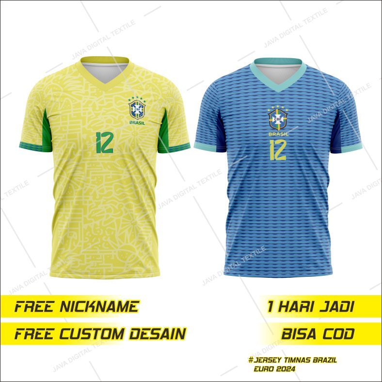Jual JERSEY BAJU TIMNAS BRAZIL EURO 2024 TERBARU FULL PRINTING FREE ...