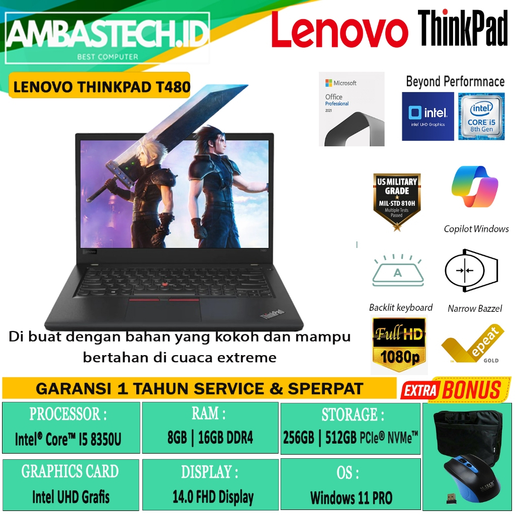 Jual Laptop Murah Lenovo Thinkpad T Intel I U Ram Gb Ssd