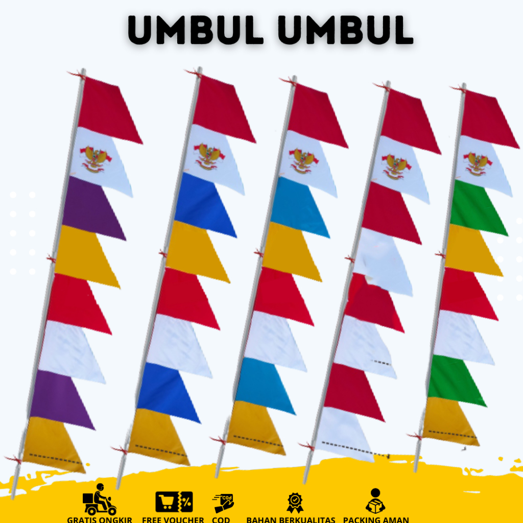 Umbul Garuda Warna Warni  Bendera Merah Putih | Bendera Hias 17 Agustus | Kain Tebal Tahan Lama