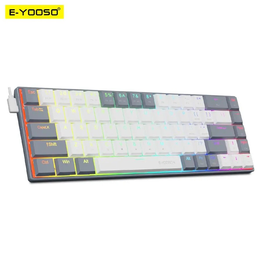 Jual E-YOOSO A68 MECHANICAL KEYBOARD 68 KEY White Grey RGB Ultra Short ...
