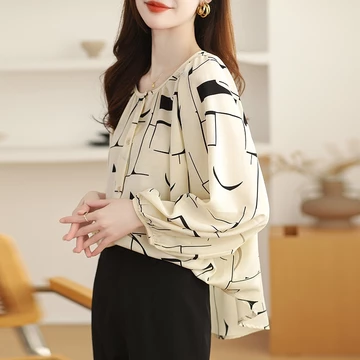 High Quality Fabric Red Blue Loose Sleeved Shirt Blouses For Women Fashion Korean Blus Longgar