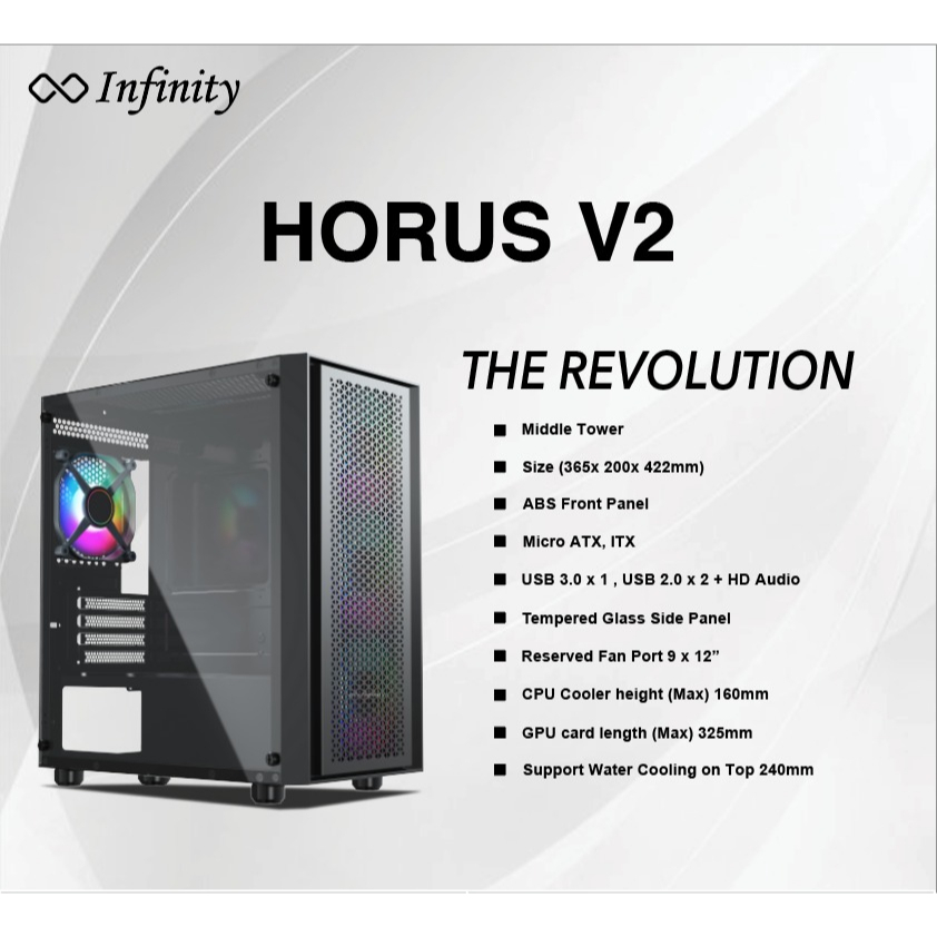 Jual Casing Infinity Horus V2 - mATX Gaming Case - Hitam | Shopee Indonesia