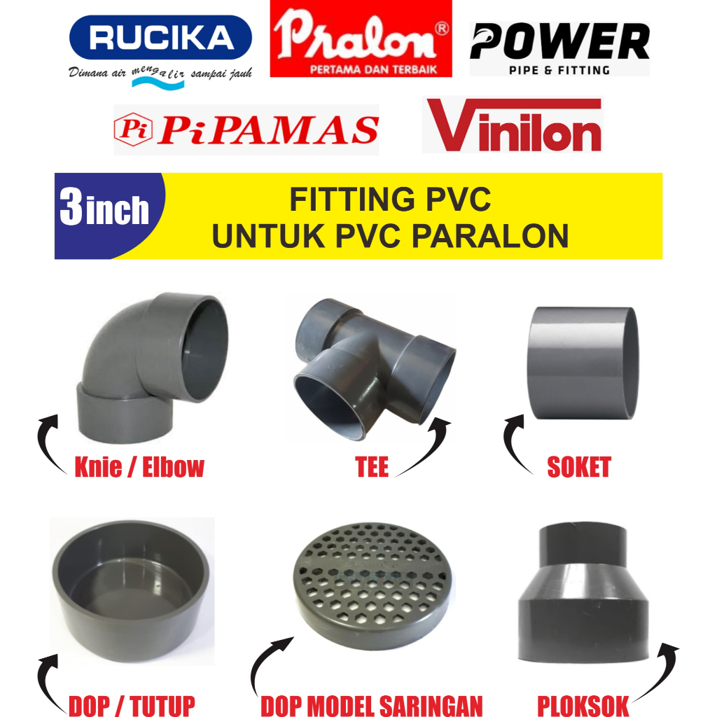 Jual FITTING PIPA PVC 3 INCH / FITTING PIPA PARALON Shopee Indonesia