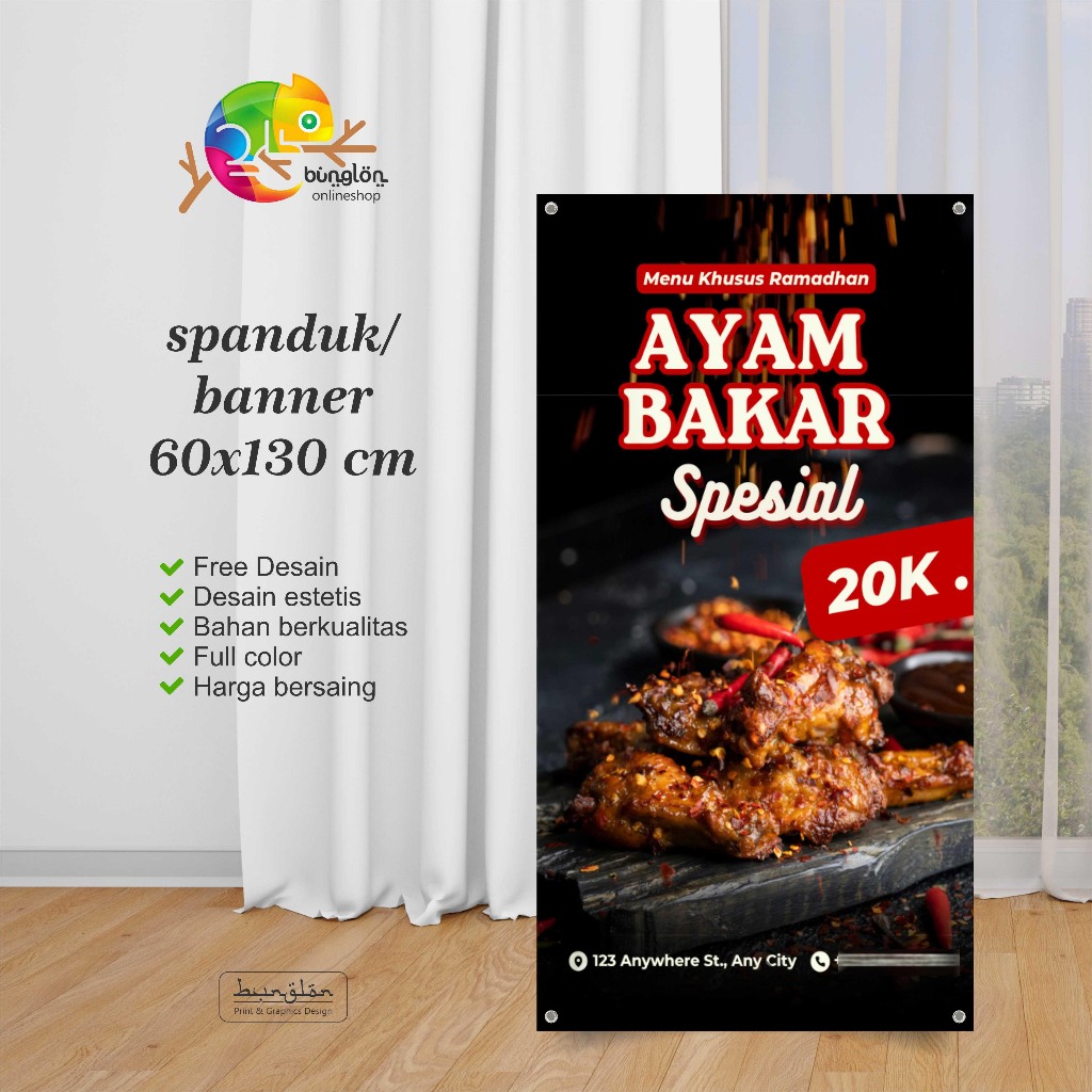 Jual Spanduk Banner Hitam Modern Menu Ramadhan Ayam Bakar Cerita ...