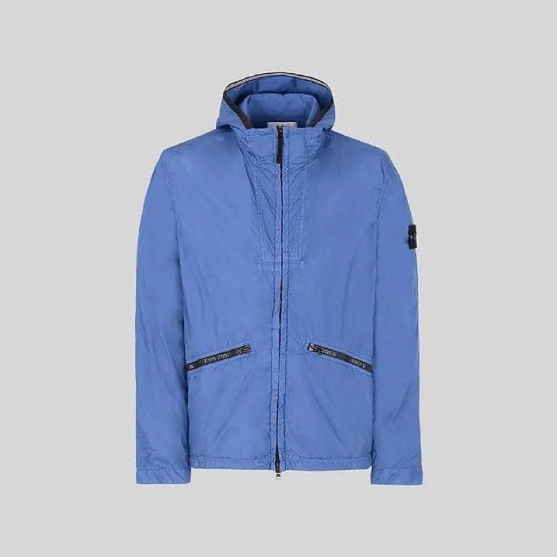 Jual Stone Island 41030 Garment Dyed Crinkle Reps NY Hooded Jacket In Blue Shopee Indonesia