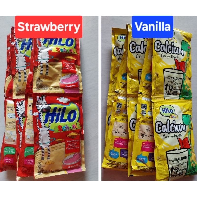 Jual Hilo School rasa STRAWBERRY / VANILLA (10 x 27 gram) - susu tinggi ...