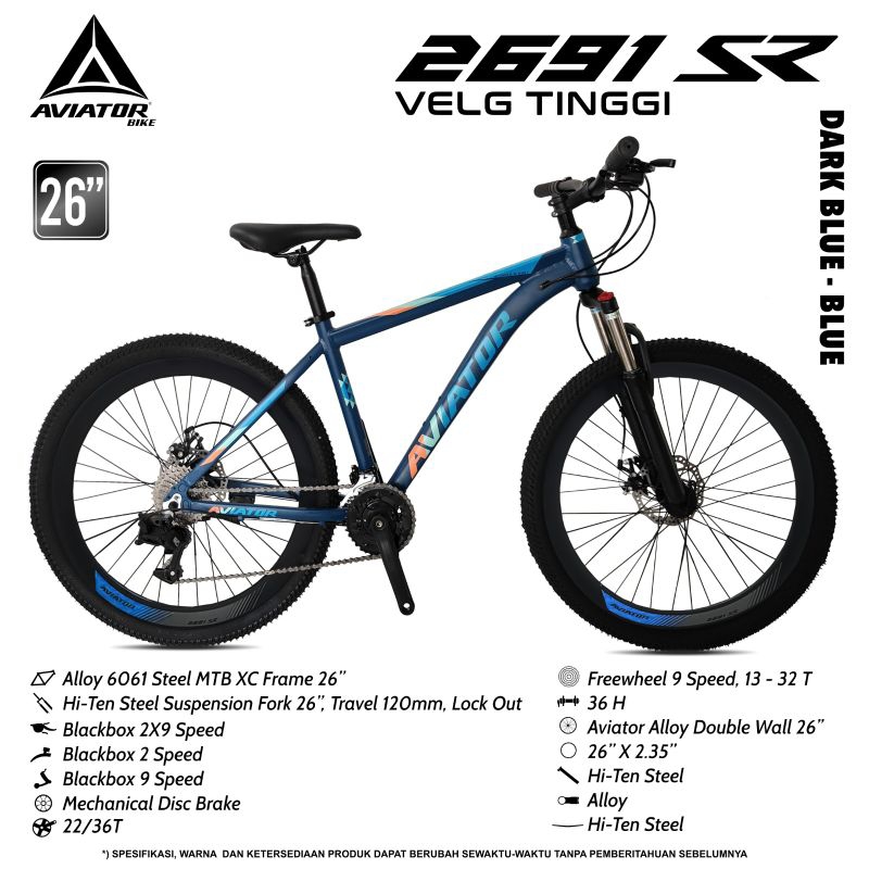 SEPEDA GUNUNG MTB 26 INCH AVIATOR 2691 SR FRAME ALLOY