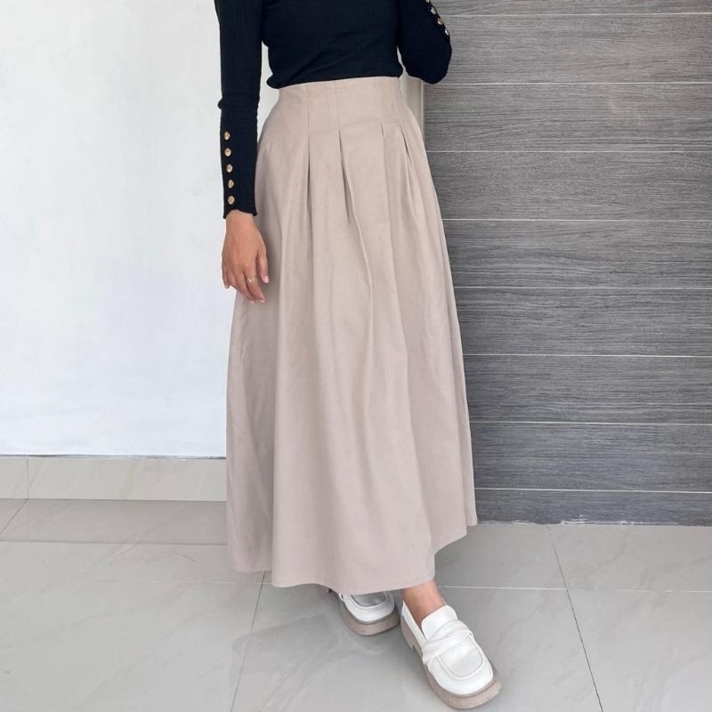 Jual ROK Aira Flare Skirt - Rok Cotton Twil Korean Skirt Style - Rok ...