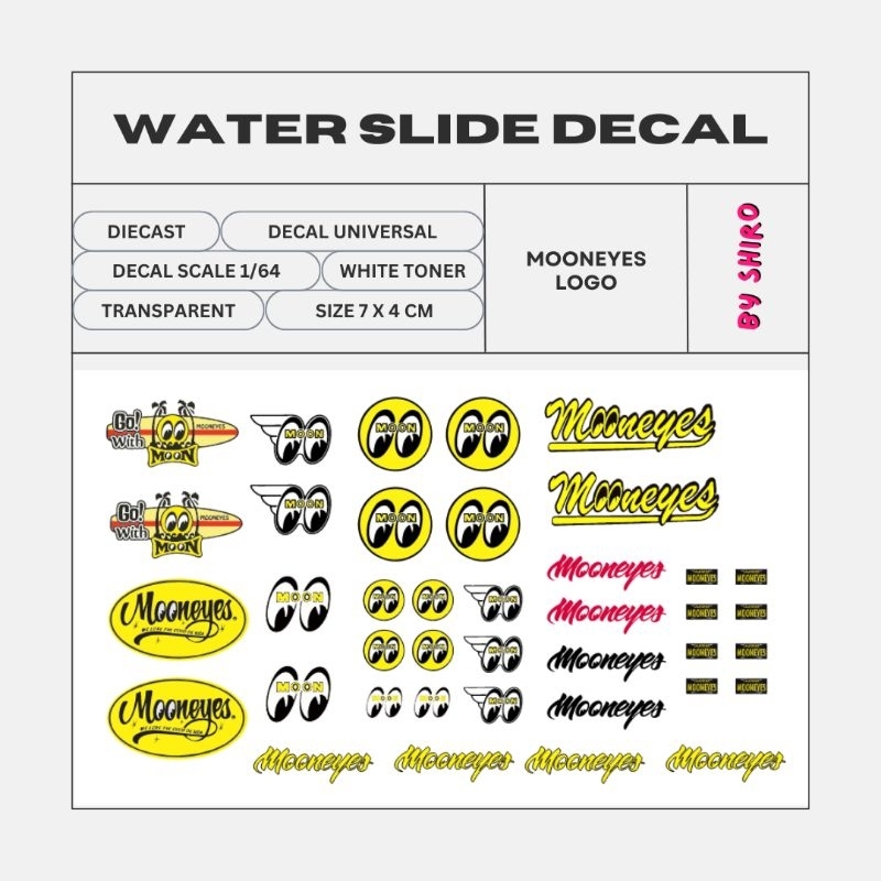 JC-9414 White Toner Waterslide Decals # FLAME E -1:64 Hot Wheels