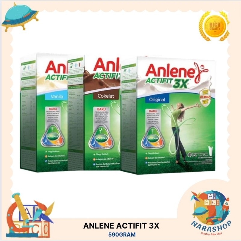 Jual Anlene Actifit 3X Kemasan 580g Rasa Vanila/Coklat Kardus Penyok ...