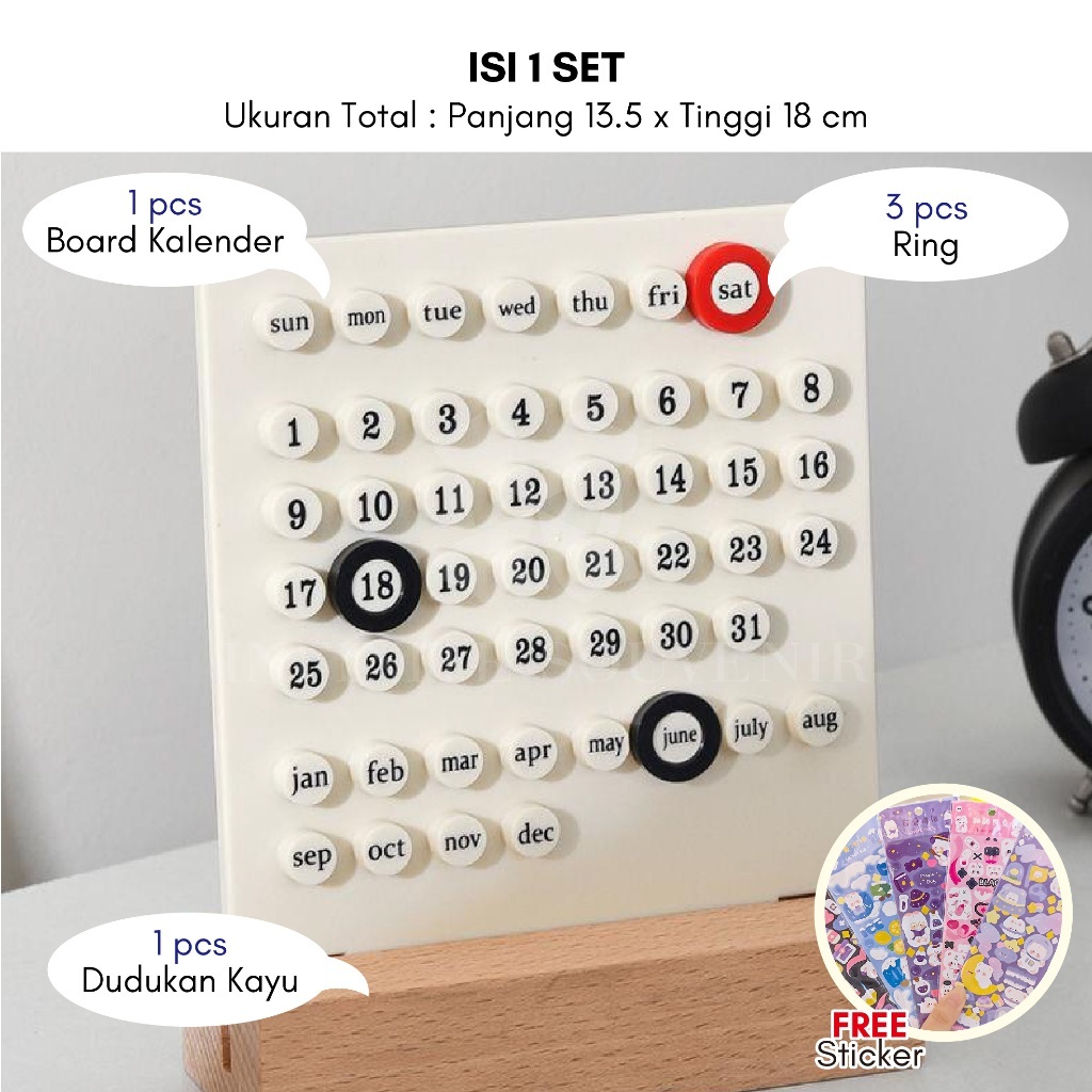 Jual Kalender Meja DIY BONUS Sticker / DIY Desk Calender FREE Sticker ...