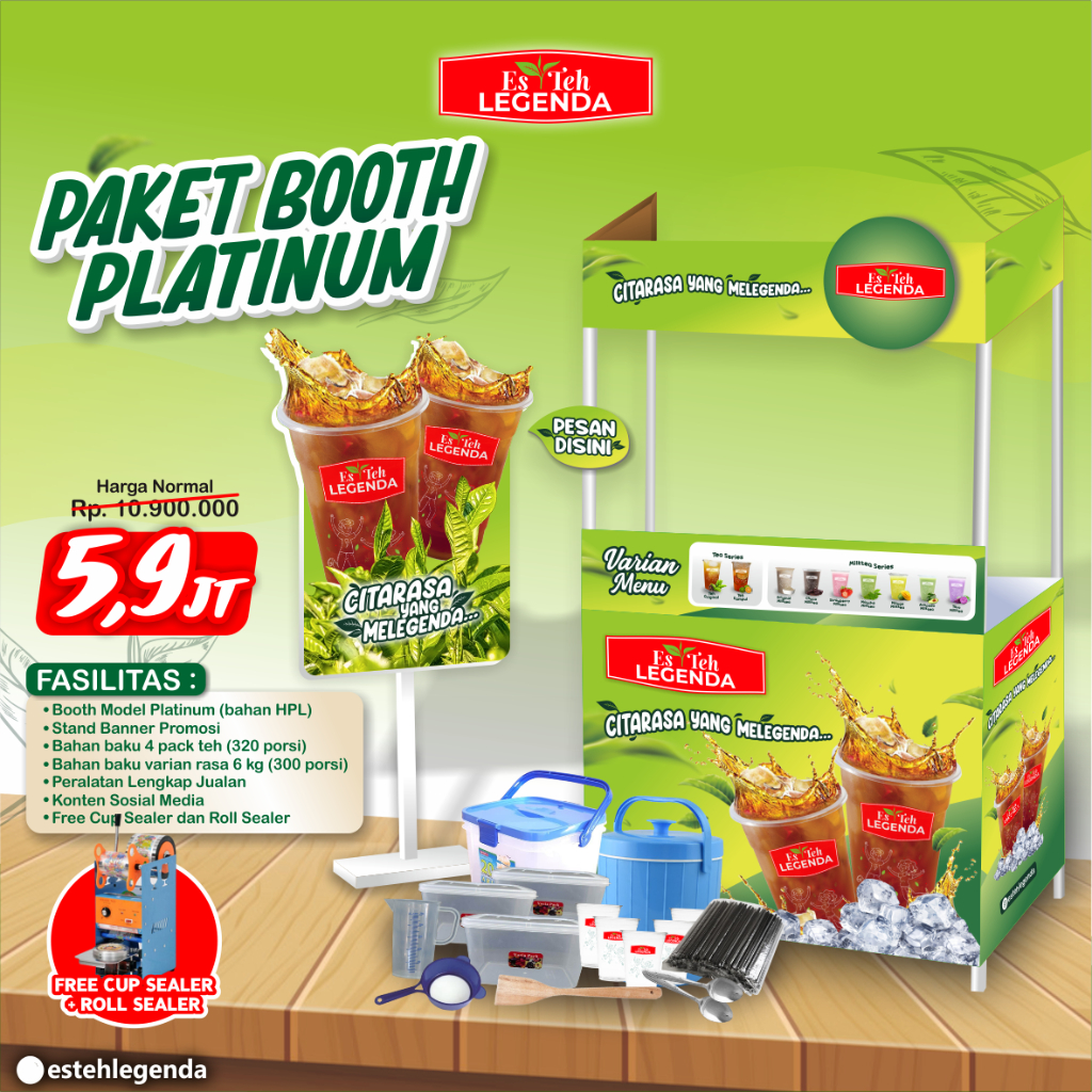 Jual PAKET KEMITRAAN ES TEH LEGENDA BOOTH PLATINUM + CUP SEALER / PAKET ...