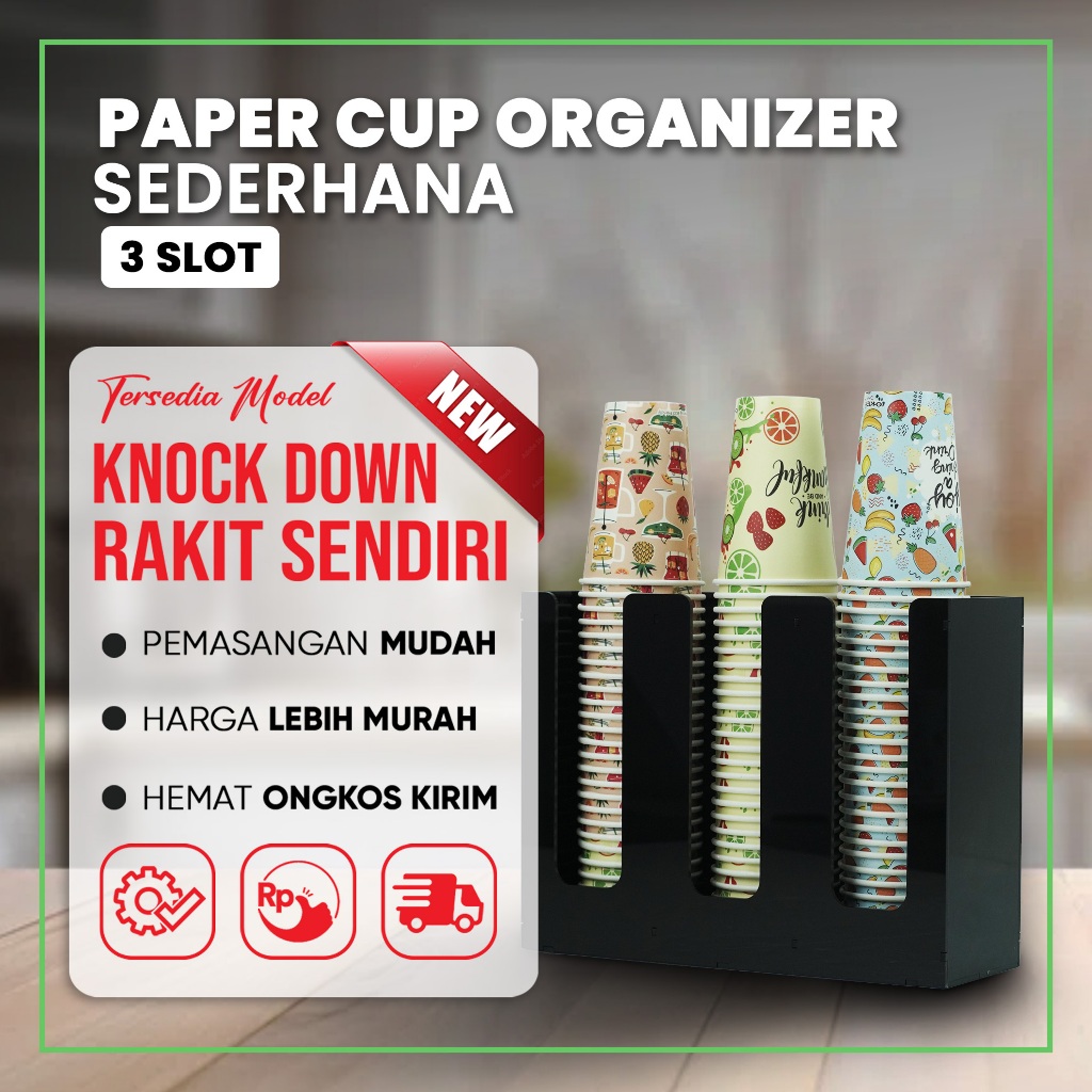 Jual Paper Cup Organizer Sederhana Tiga Slot 9 Oz | Shopee Indonesia