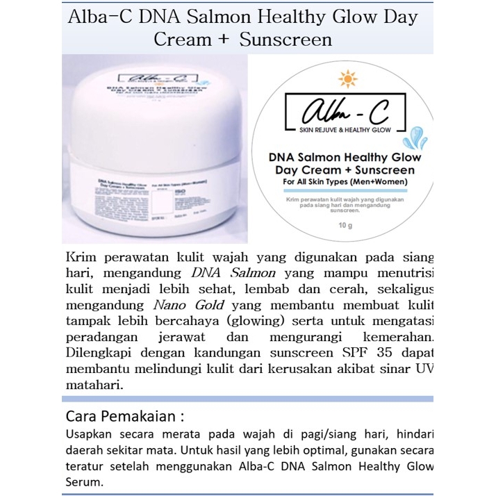 Jual Alba-C DNA Salmon Healthy Glow Day Cream + Sunscreen | Krim Siang ...