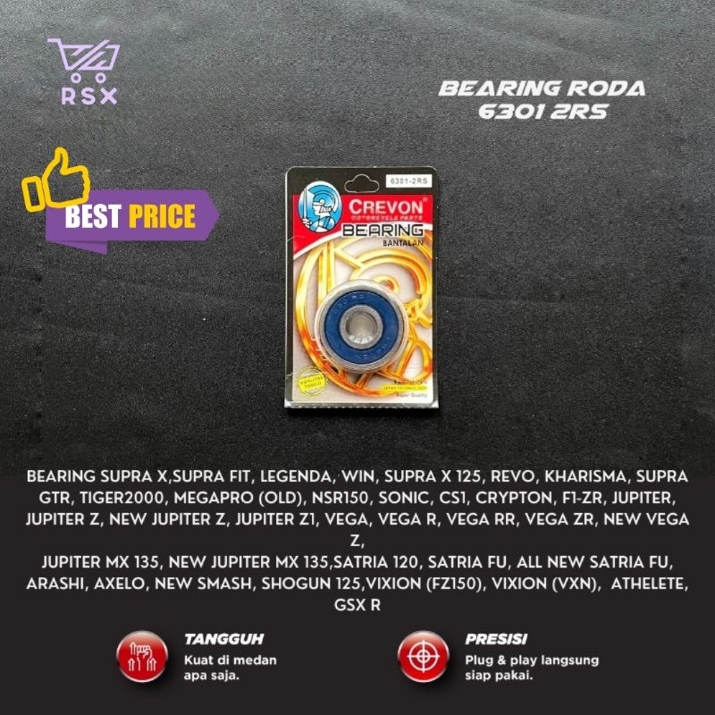 Jual Bearing Lahar Roda Sepeda Motor 6301 Crevon Laker motor / laker ...