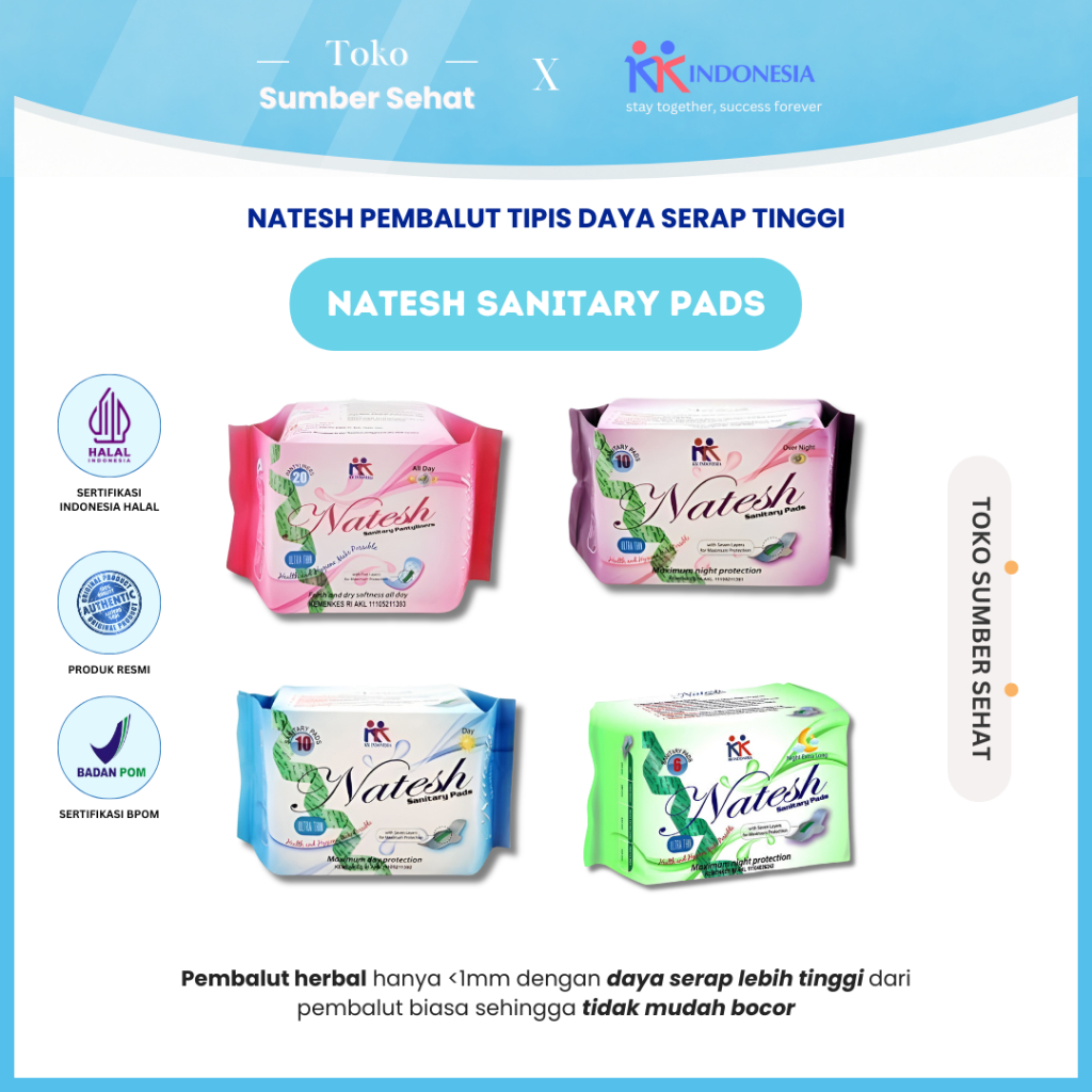 Jual Pembalut Natesh Original KK Indonesia Natesh Pantyliner Day Over ...