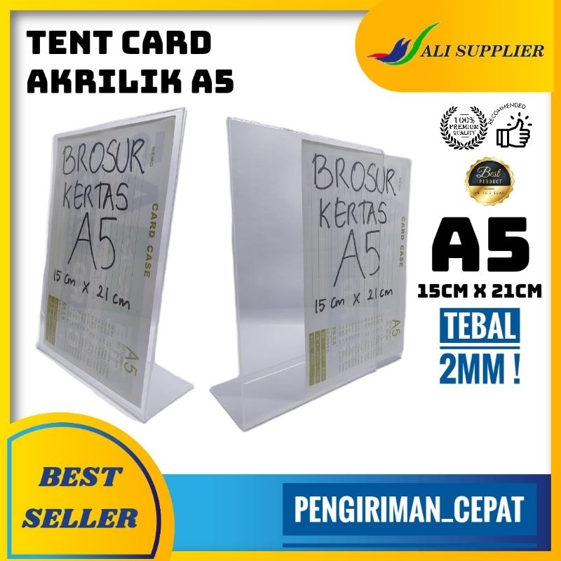 Jual AKRILIK TENT CARD A5 / AKRILIK DISPLAY BROSUR UK A5 / TEMPAT
