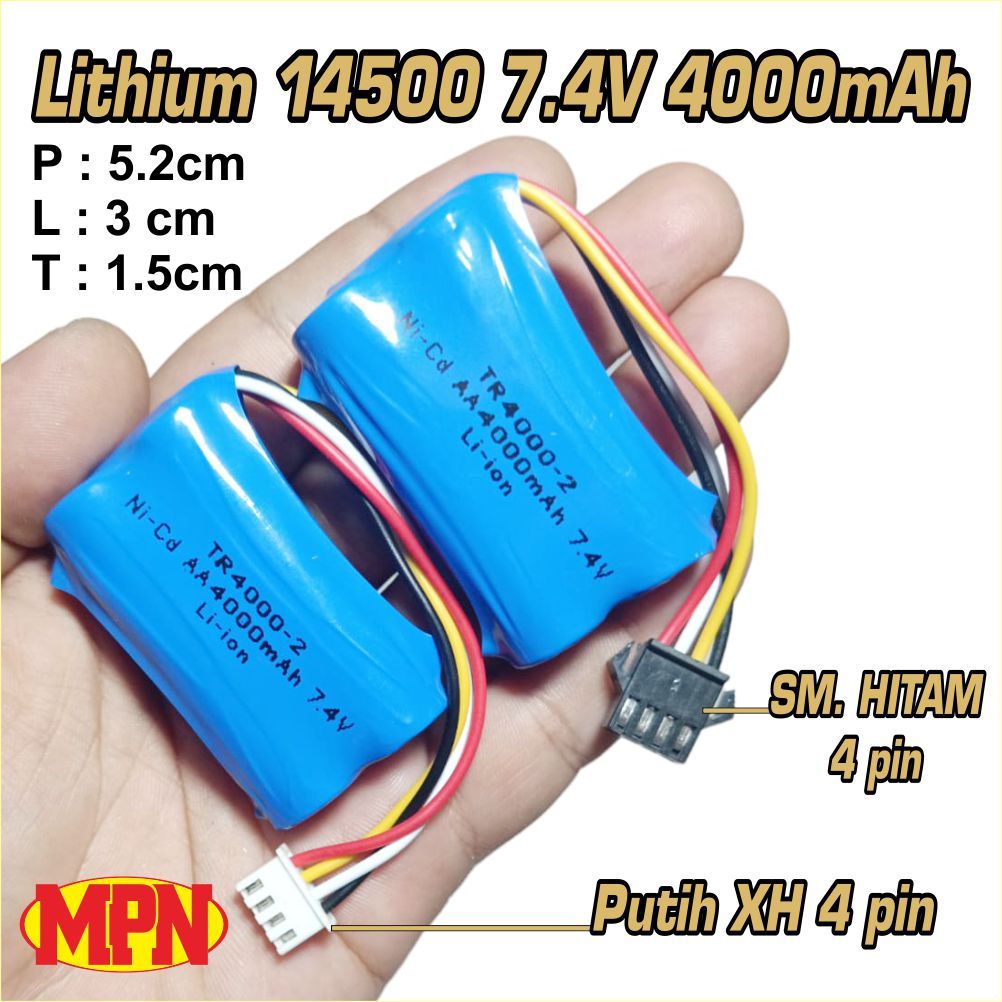 Jual BATRE BATERAI MAINAN RC MAINAN ANAK Li-ion 14500 7.4V 4000mAh ...