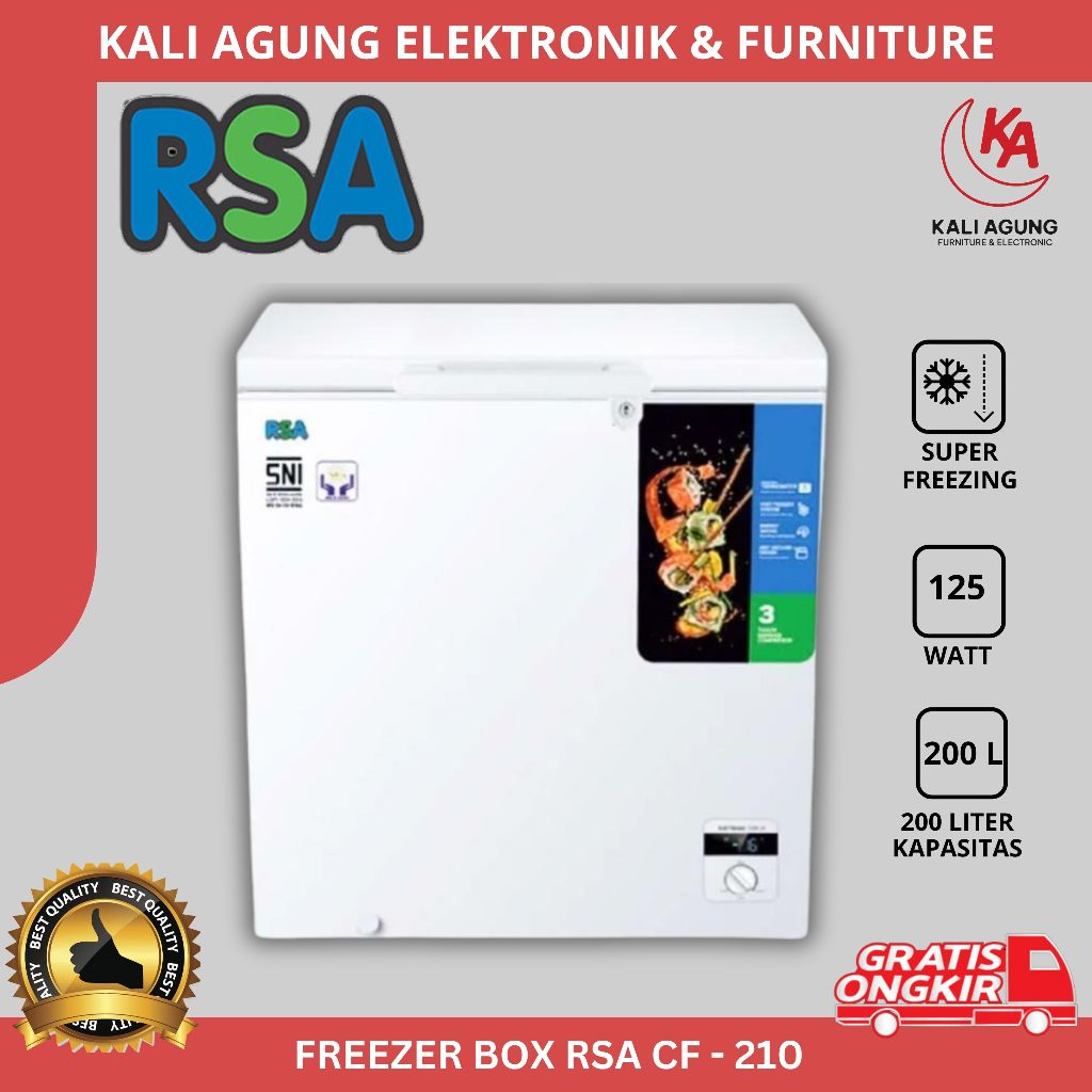 Jual FREEZER BOX RSA CF 210 / 200 LITER / CHEST FREEZER / GRATIS KIRIM ...