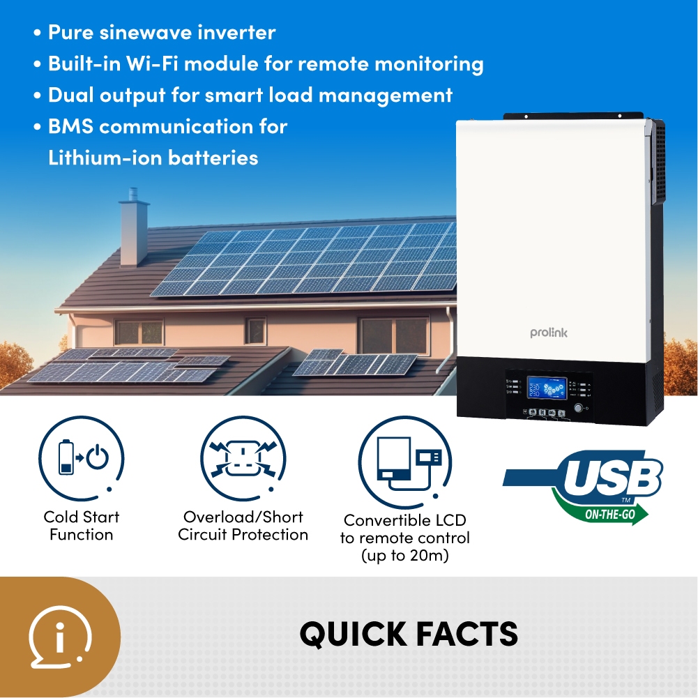 Jual Prolink Off-Grid Storage Solar Inverter Haus MPPT III Twin - 6KW ...