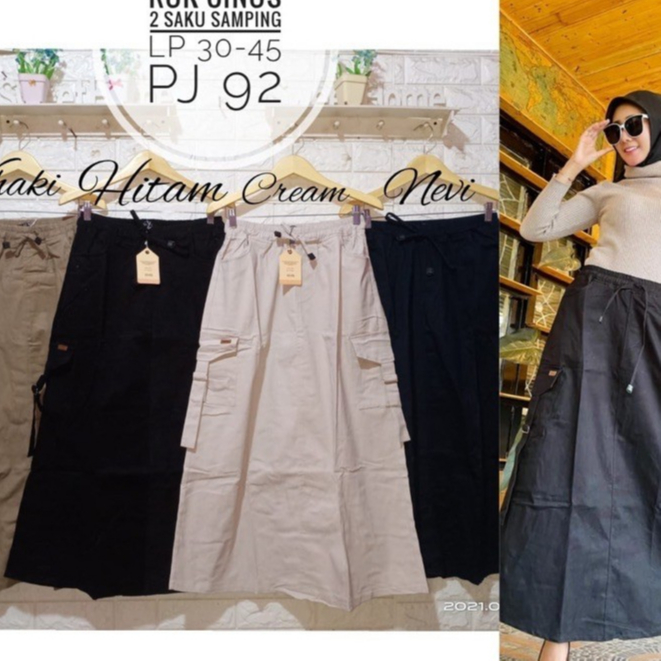 Jual ROK CARGO WANITA JUMBO (XXL) rok korean style rok panjang wanita ...