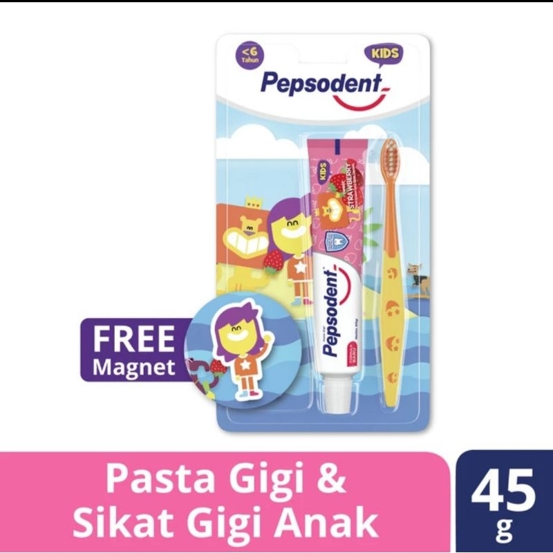 Jual PEPSODENT Sikat dan Pasta Gigi Anak rasa Strawberry | Shopee Indonesia