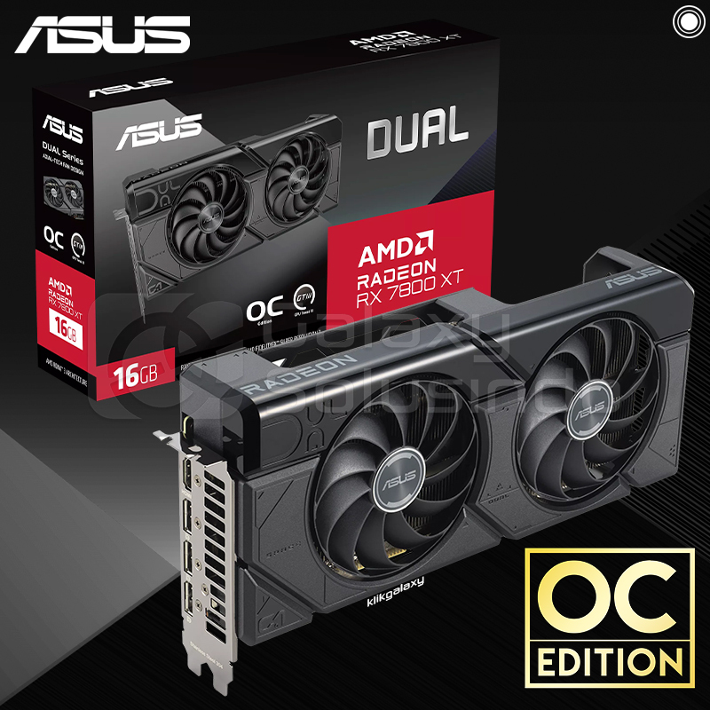 Jual ASUS Radeon RX 7800 XT DUAL OC 16GB GDDR6 RDNA 3 VGA RX7800XT 