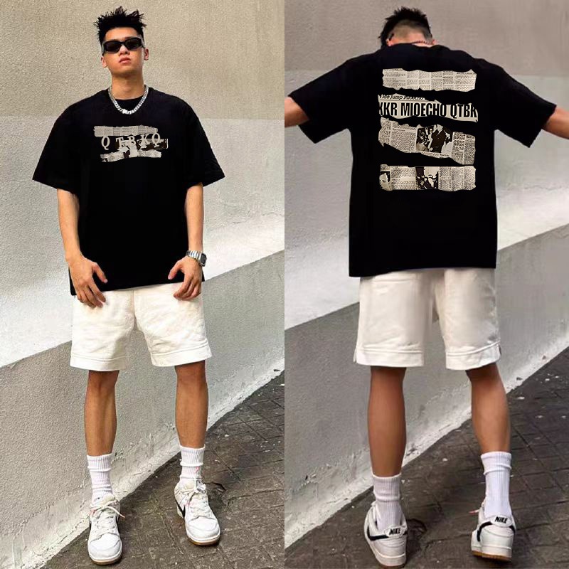 Jual Kaos trendi Amerika pola koran bekas t shirt kaos oversize Pria baju  Pria korea baju atasan Pria terbaru 100%cotton | Shopee Indonesia