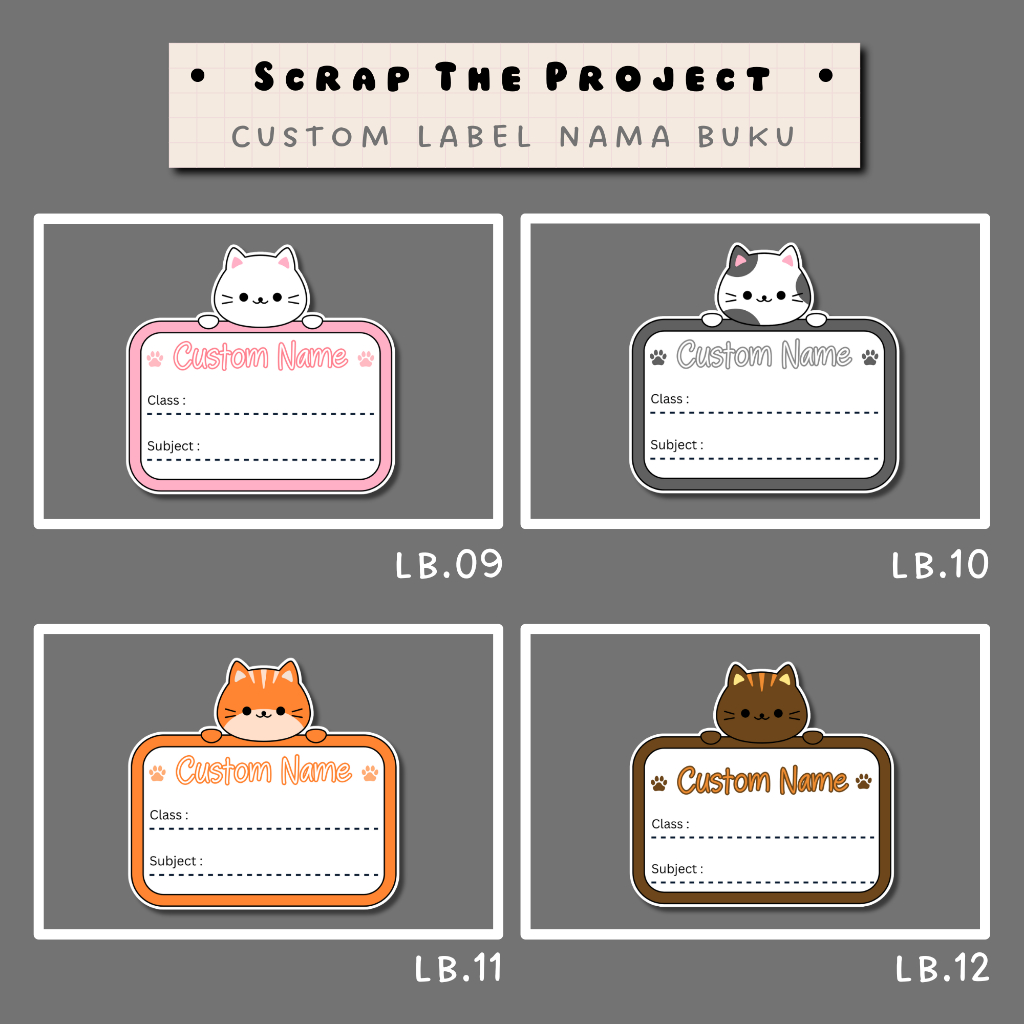 Jual STIKER LABEL NAMA BUKU / CAT DESIGN BOOK LABEL STICKER / LB. 09-12 ...