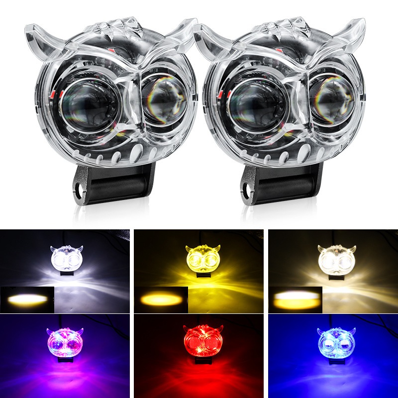 Jual Lampu Tembak Motor Owl LED RGB Transparan Lampu Sorot Motor Projie ...