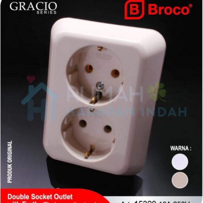 Jual Stop Kontak 2 Colokan Broco - Stop Kontak + Stop Kontak dengan ...