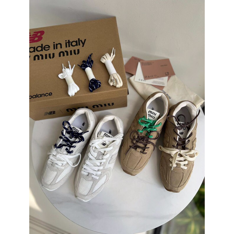 Sepatu Wanita New Balance X Miu Miu 530 SL White Brown Sneakers
