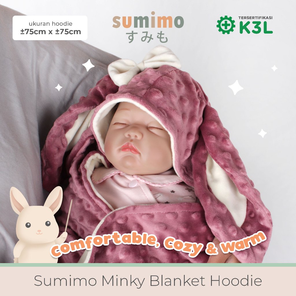 Jual Sumimo Minky Blanket Hoodie Rabbit Matte Purple/ Selimut Topi ...