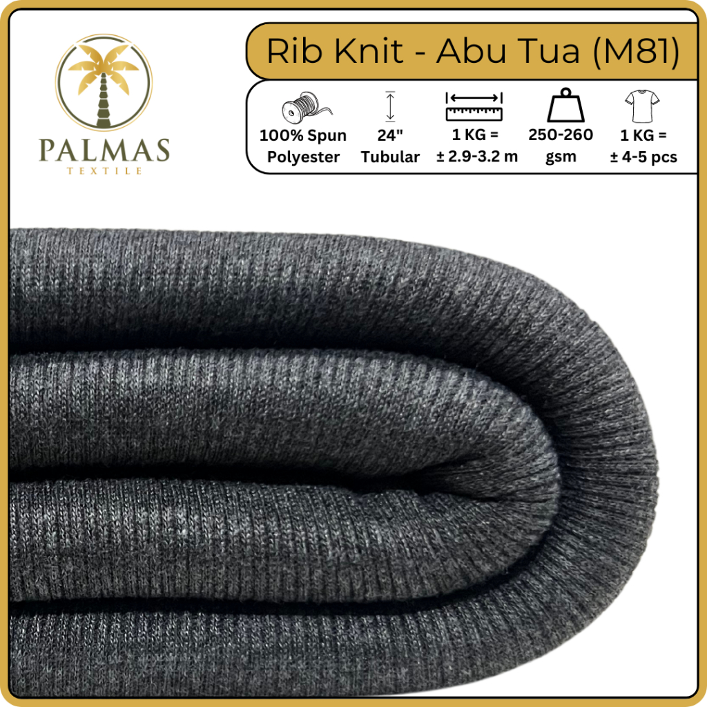 Jual Kain Rib Knit - Abu Tua Misty/M81 (Bahan Kaos) | Shopee Indonesia
