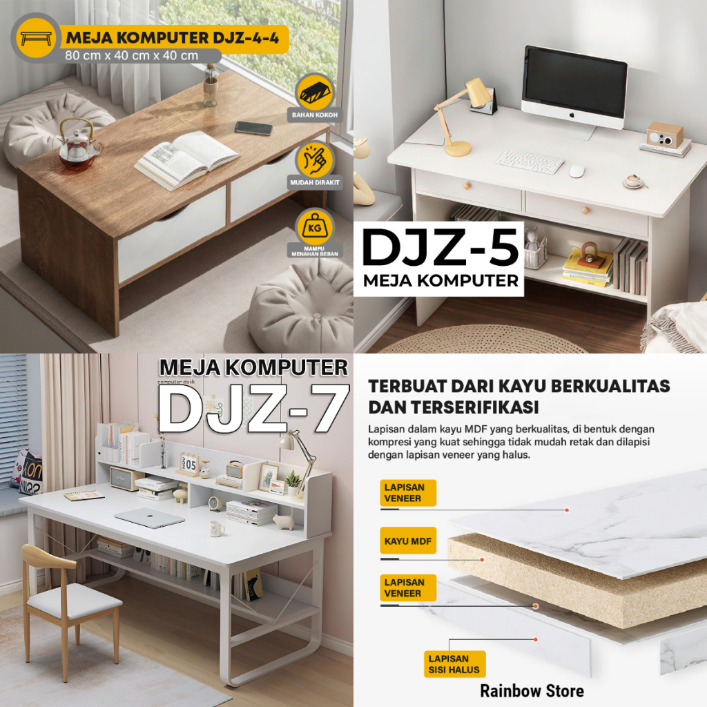 Jual Meja Komputer DJZ Kayu Modern Meja Desktop Meja Sederhana Persegi ...