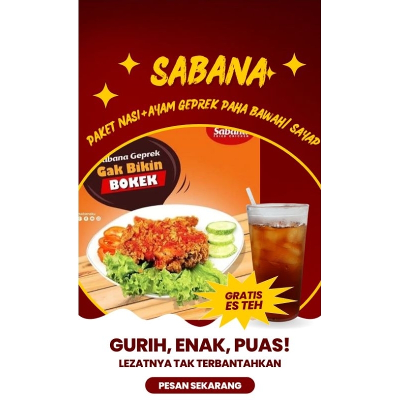 Jual SABANA FRIED CHICKEN/ paket nasi+ ayam geprek sayap+ es teh solo ...