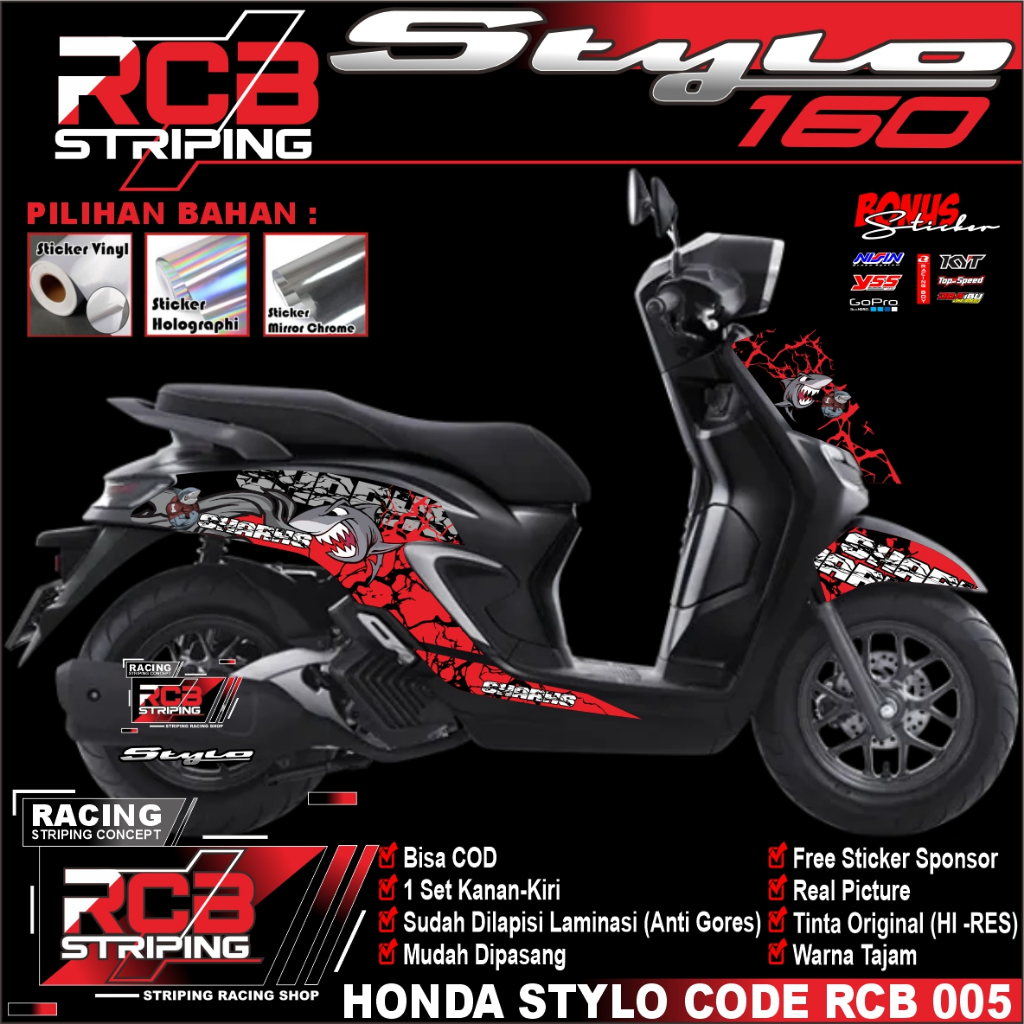 Jual STRIPING HONDA STYLO 160 /STICKER HONDA STYLO 160 VARIASI HIU ...