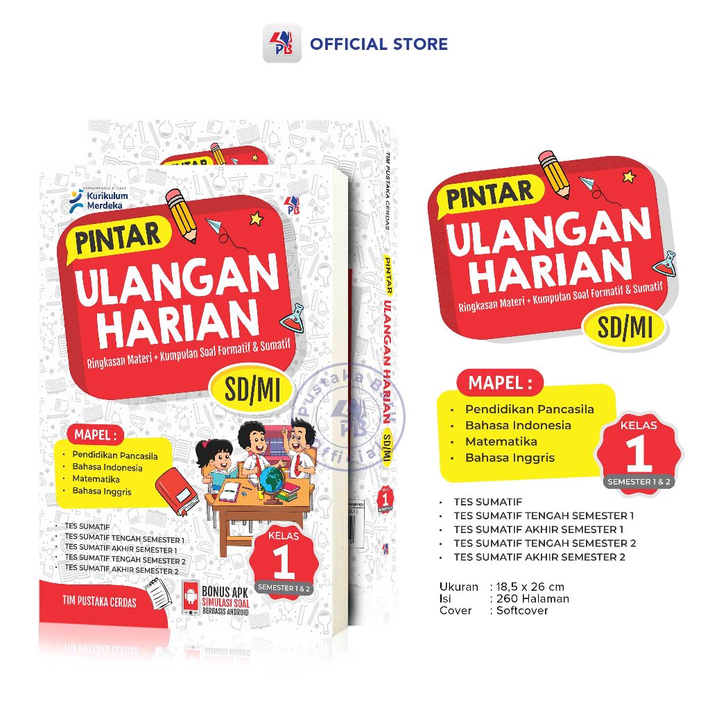 Jual Buku Ulangan Harian SD Kelas 1 Kurikulum Merdeka / Pintar Ulangan ...